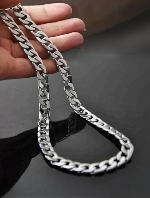 Vivity Vivity Rich Quality Heavy 18k Cuban Festive Party Special 
Fashion Stylish Silver Plated Brass, Stainless Steel Chain - Flipkart Deal