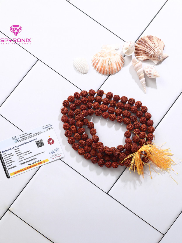 SPYRONIX REAL TREASURE Rudraksha Mala (Lab Tested with Certificate): Energize Your Spirit Wood Chain