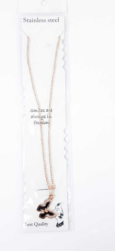Lakshmi wholesale Black Butterfly Pendant Necklace for Women & Girls – Stainless Steel Chain Gold-plated Plated Alloy Chain