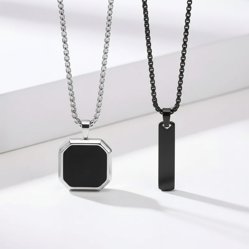 RYL Silver Plated Stainless Steel Necklace Set