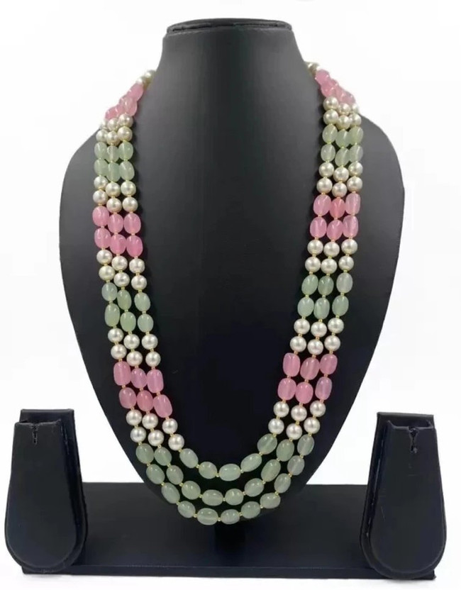 Aamrapali Silver Gems Pink Jade Stone Necklace, Stylish Pink Jade Stone for Elegant Style Jade Stone Necklace