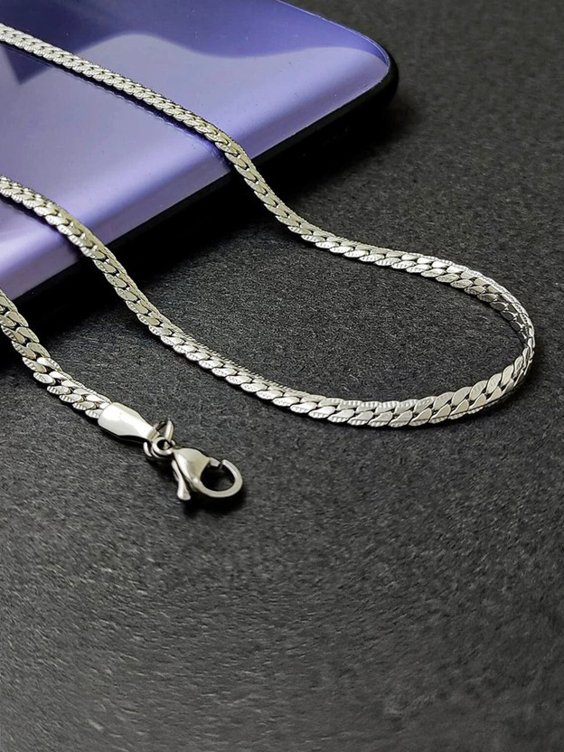 Alvira Valentine Stainless Steel Chain Men & Boys Silver Plated Stainless Steel Chain