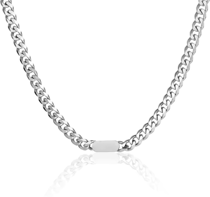 THE MEN THING BAR LINK - Stainless Steel 18 to 20inch Cube Chain for Men & Boys Stainless Steel Chain