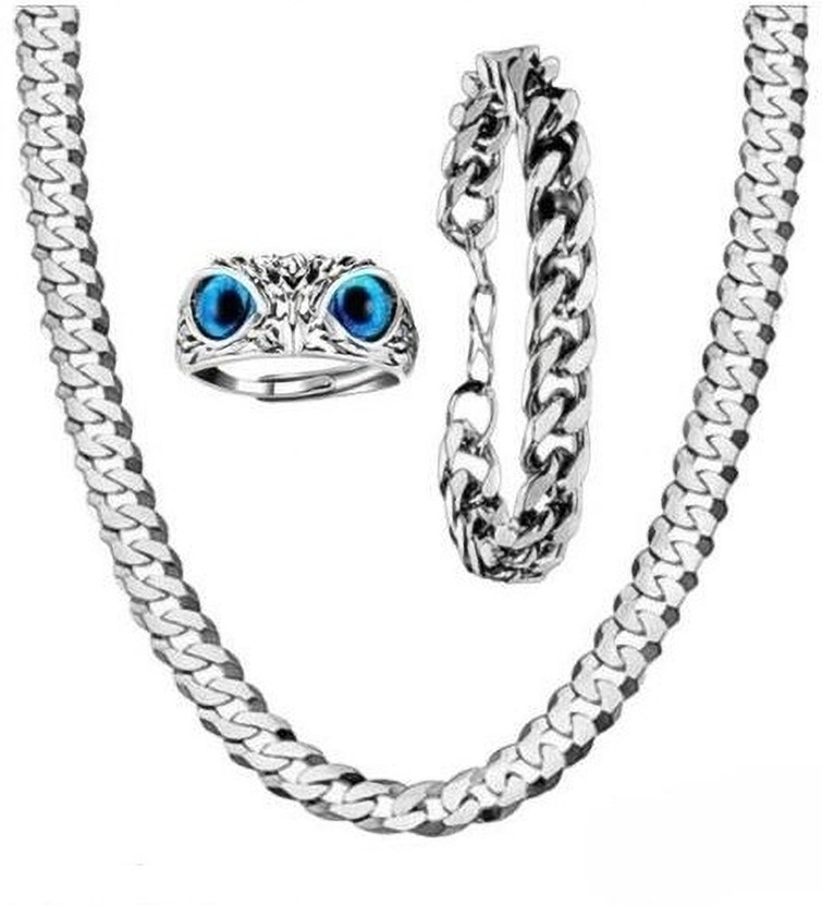 house house of common Best Fashionable Ring Owl and Bracelets Chain For Looking Well Silver Plated Stainless Steel Chain - Flipkart Deal