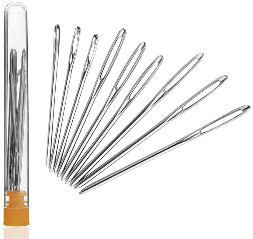 lovanity 9 Pcs Stainless Steel Yarn Knitting Needles Set with Storage Bottle Hand Sewing Needle(Knitting Needle Needle medium Pack of 9)