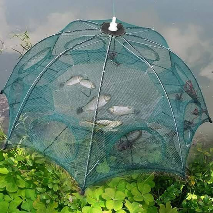 NETKING Umbrella Crab Fishing Net 8 Pocket Fish Trap 6mm Mesh Underwater Bait Net" Fishing Net(Green)