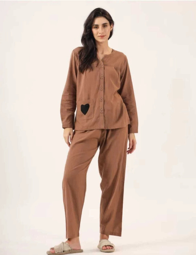 Kharwar Fashions Women Nightdress(Brown)
