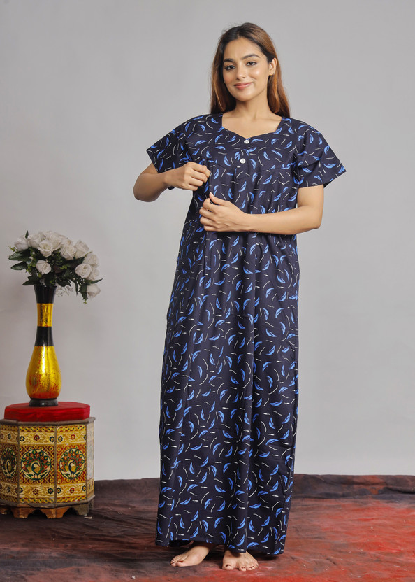 Vardhana Vardhana Women Maternity/Nursing Nighty(Dark Blue) - Flipkart Deal