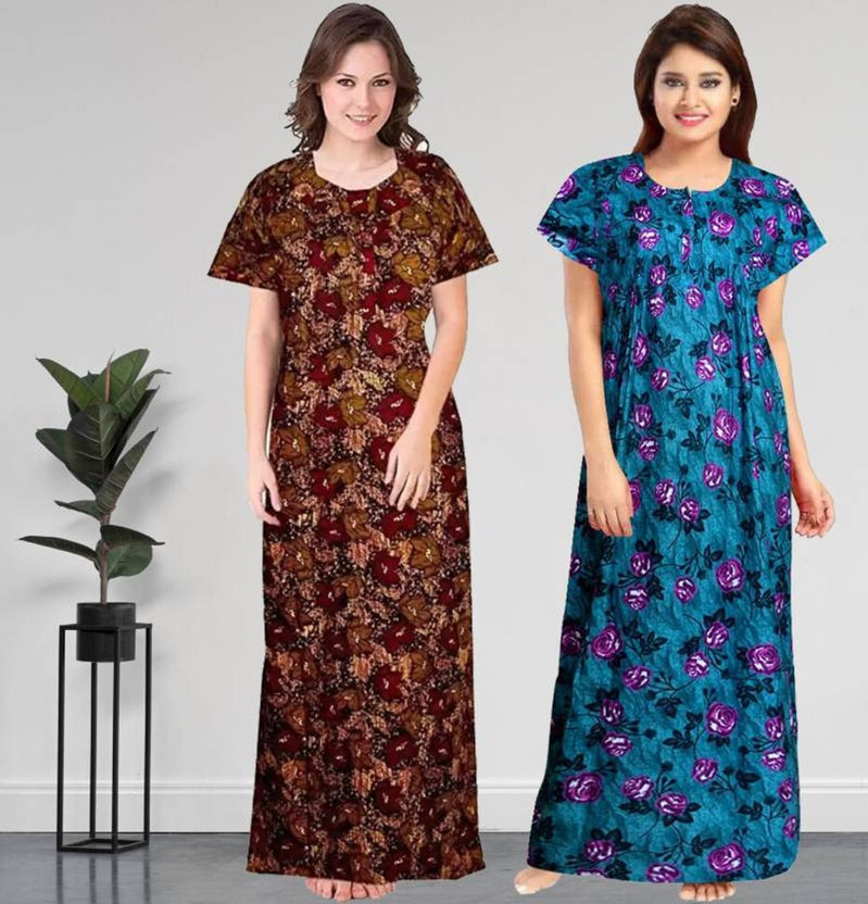 Homezilla Women Nighty(Multicolor)