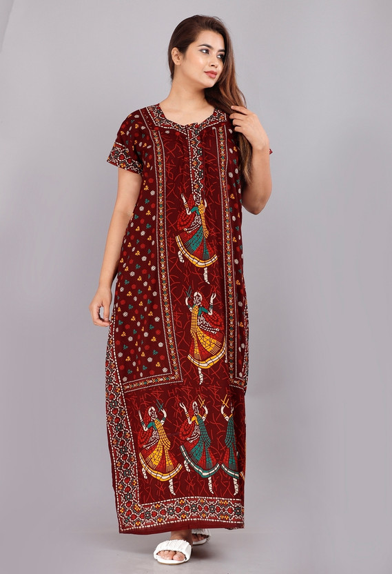 VILAKSHAN Women Nighty(Maroon)