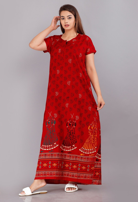 VRSU Women Nightdress(Red)