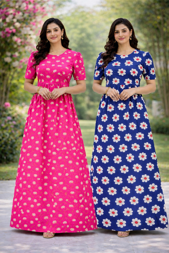 KANNIMAR KANNIMAR Women Maternity/Nursing Nighty(Pink, Blue) - Flipkart Deal