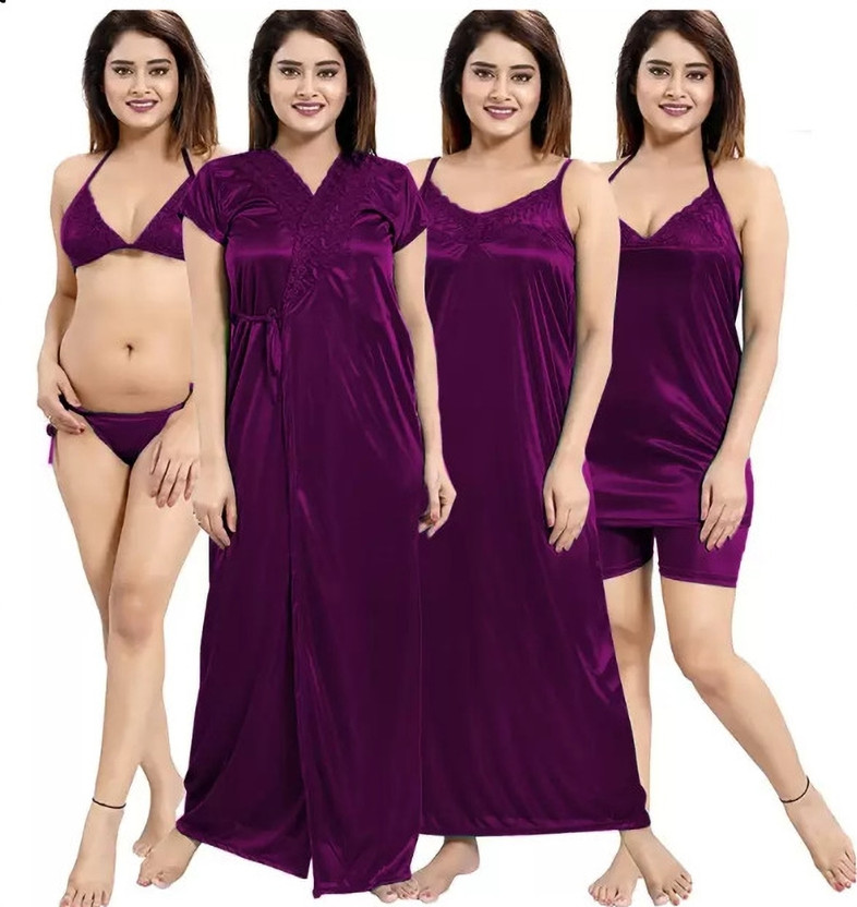 XPIOX Women Nighty Set(Purple)