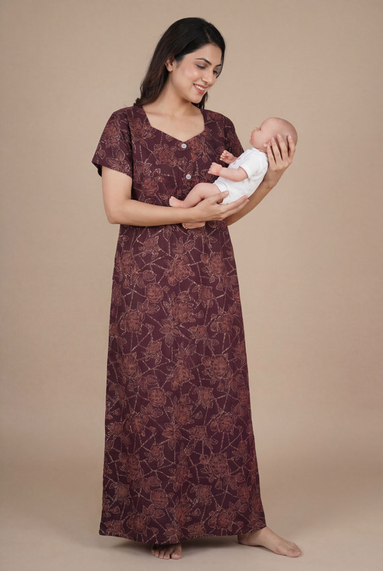 Vardhana Women Maternity/Nursing Nighty(Purple)