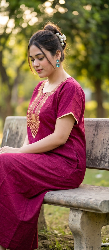 SHLOKE SHLOKE Women Nighty(Maroon) - Flipkart Deal