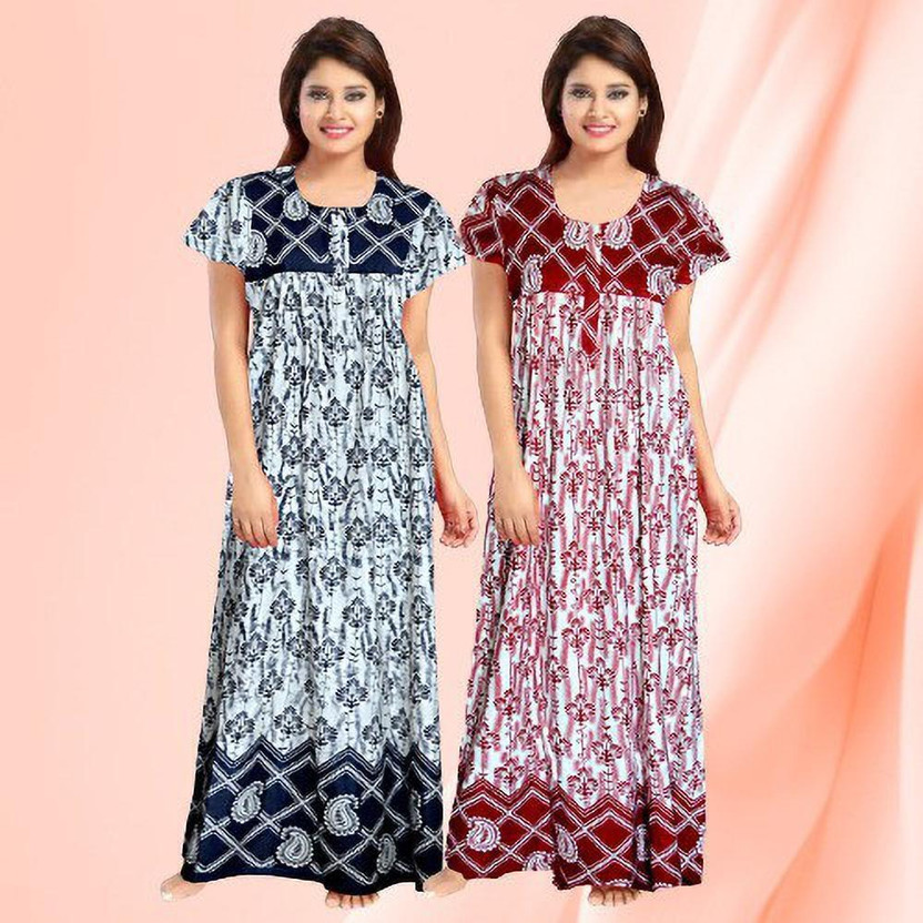 AakarShana Women Nighty(Multicolor)