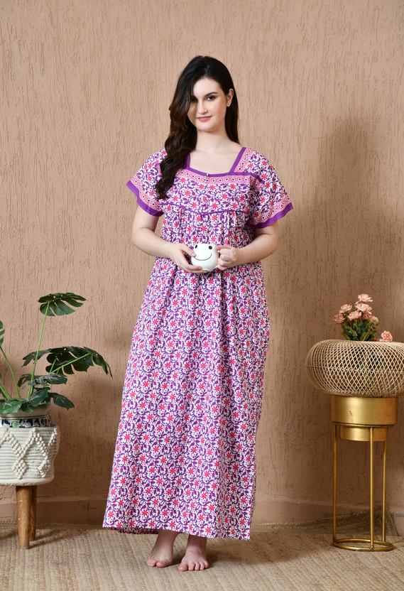 Dreamlily Women Maternity/Nursing Nighty(Pink)