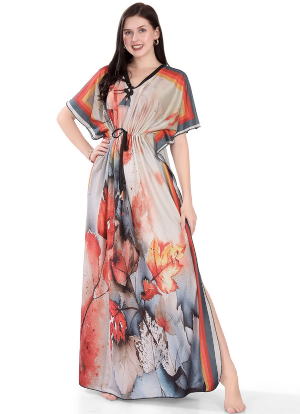 YAZIA Women Nighty(Orange, Multicolor)
