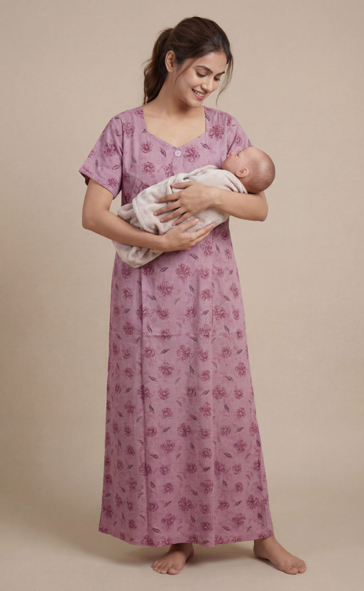 Vardhana Women Maternity/Nursing Nighty(Purple)