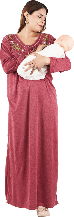 RILO RILO Women Maternity/Nursing Nighty(Maroon) - Flipkart Deal