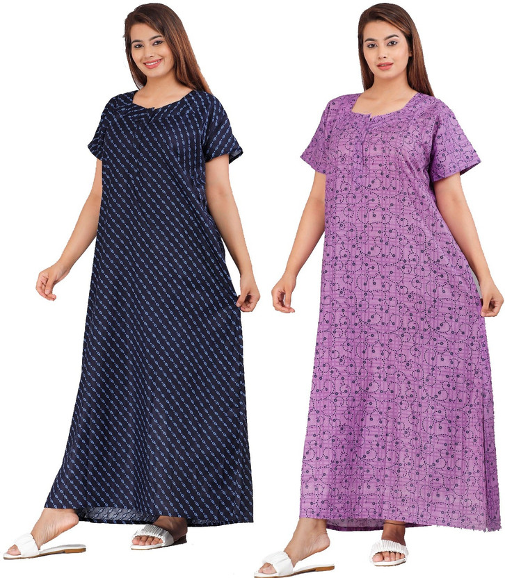 The Finer Things Women Nighty(Purple, Blue)