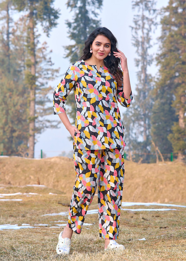 Miss Rekha Women Printed Maroon Night Suit Set