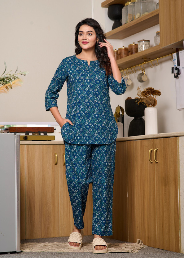 Miss Rekha Women Printed Pink Night Suit Set