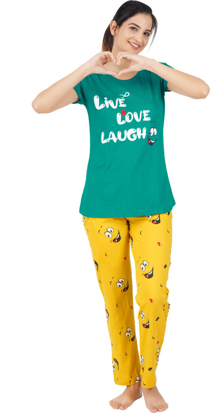 Buy Buy That Trendz Women Printed Green, Yellow Night Suit Set - Flipkart Deal