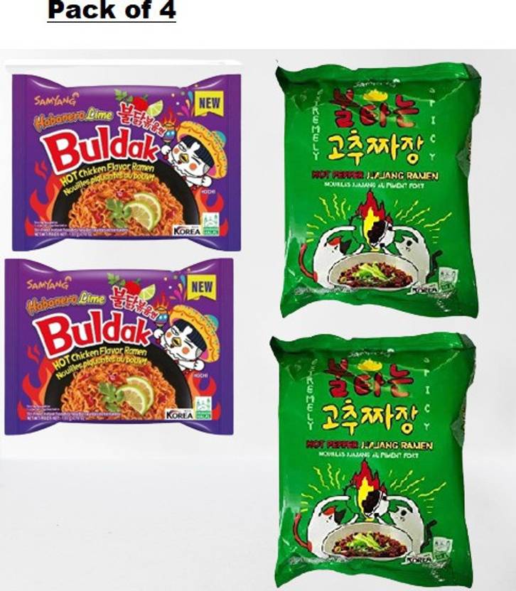 Samyang Buldak Habanero&PapperJijjang Flavour Korean Noodles(Pack of 4