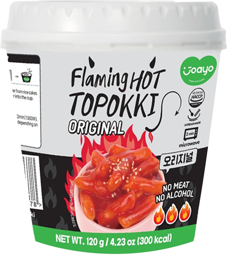 Joayo Joayo Flaming Hot Instant Topokki Original, Korean Made, No Meat No Alcohol, 120g Rice Noodles(120 g) - Flipkart Deal