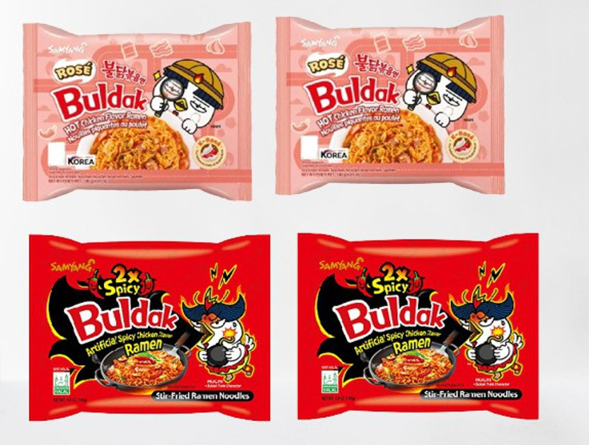 Samyang Buldak Chicken Rose&2XSpicy Flavour Korean Noodles-140g(Pack of 4)|(Imported) Instant Noodles(4 x 140 g)