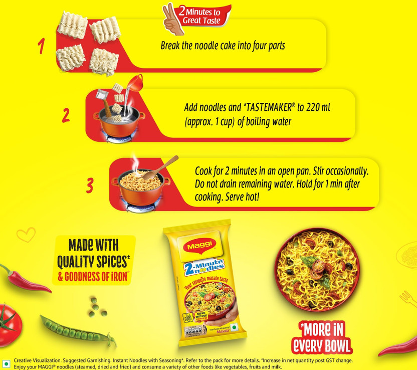 Maggi Pack of 1 Classic Masala Instant Noodles with Rich Masala Flavor Instant Noodles(140 g)