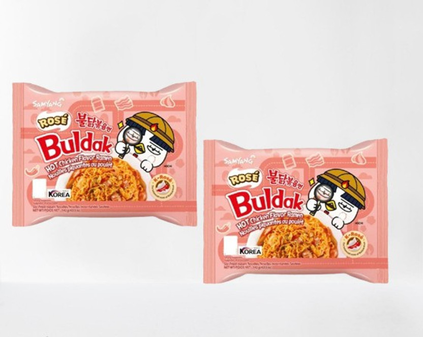 Samyang Buldak Chicken Rose Flavour Instant Korean Noodles-140g (Pack of 2)|(Imported) Instant Noodles Non-vegetarian(2 x 140 g)