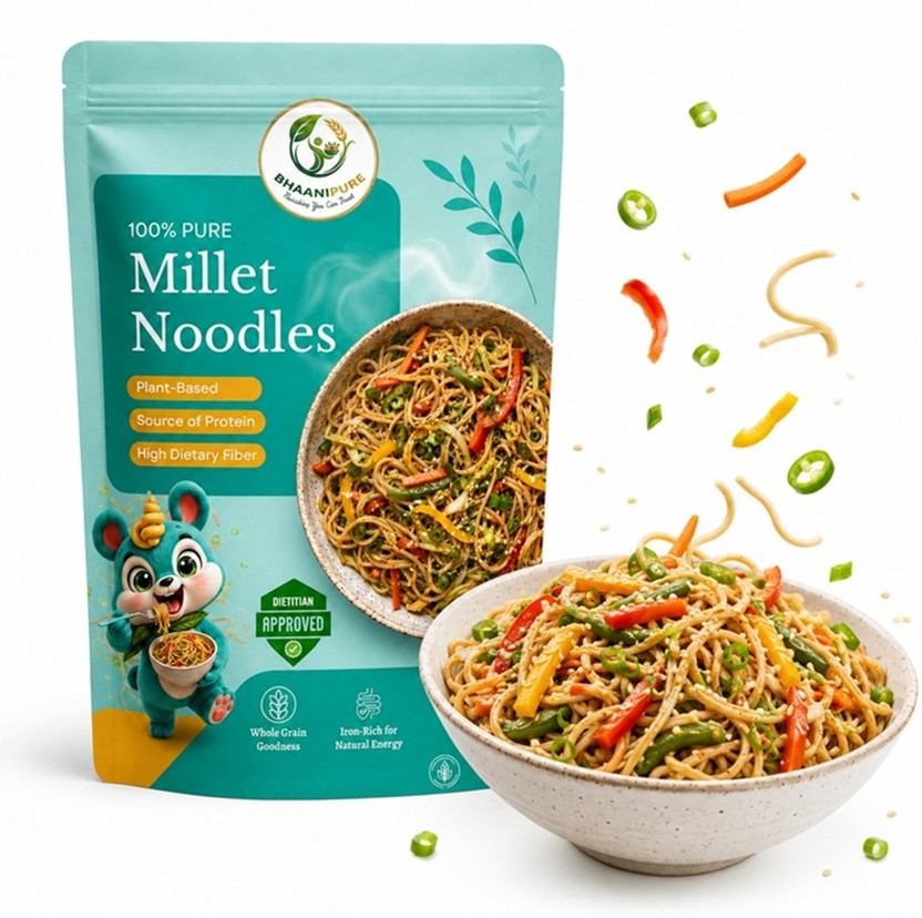 Bhaani Pure No Maida Hakka Noodles, Millet & Whole Wheat | 28% Daily Fibre | 250g Hakka Noodles(250 g)