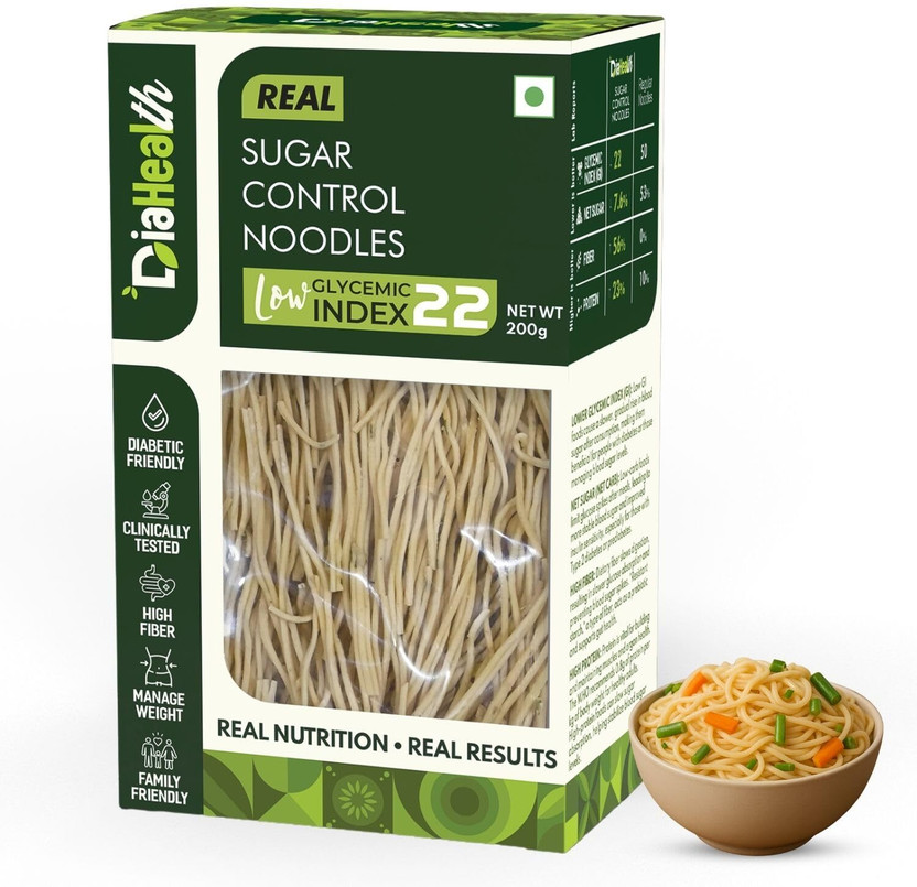 DIAHEALTH Sugar Control Noodles, Low GI 22, High Protein & Diabetic Friendly Instant Noodles Vegetarian(200 g)