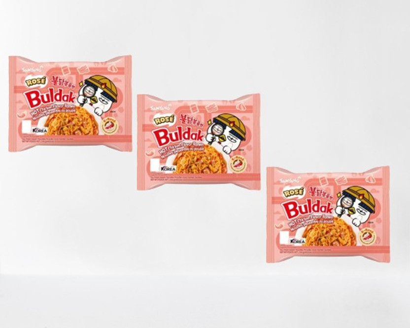 Samyang Buldak Chicken Rose Flavour Instant Korean Noodles-140g (Pack of 3)|(Imported) Instant Noodles(3 x 93.33 g)