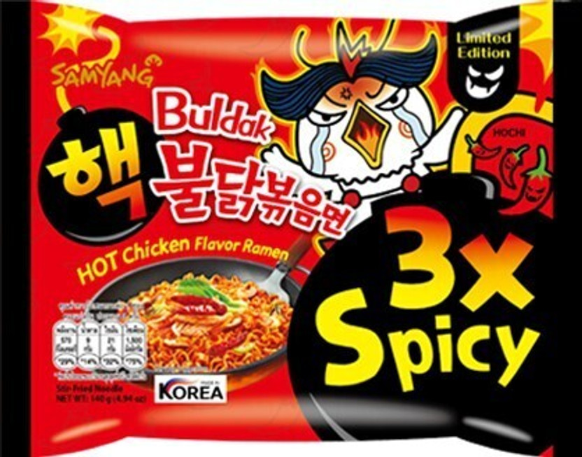 Samyang Hot Chicken Flavor Ramen Buldak 3X Spicy Instant Noodles(Pack Of 5) Hakka Noodles(5 x 140 g)