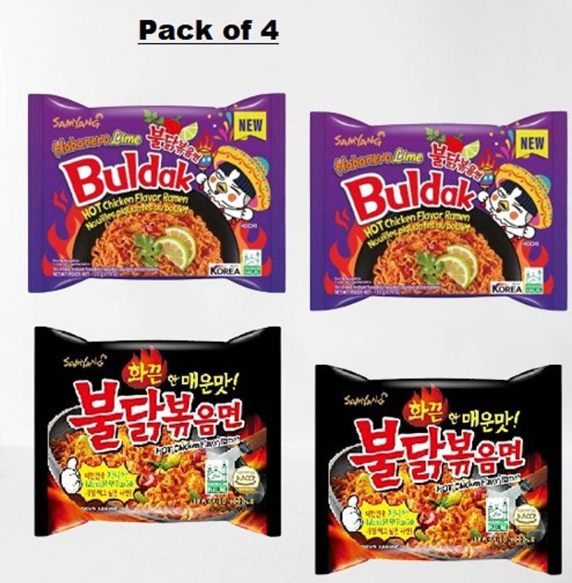 Samyang Buldak Chicken Habanero&Stir Fry Flavour Korean Noodles(Pack of