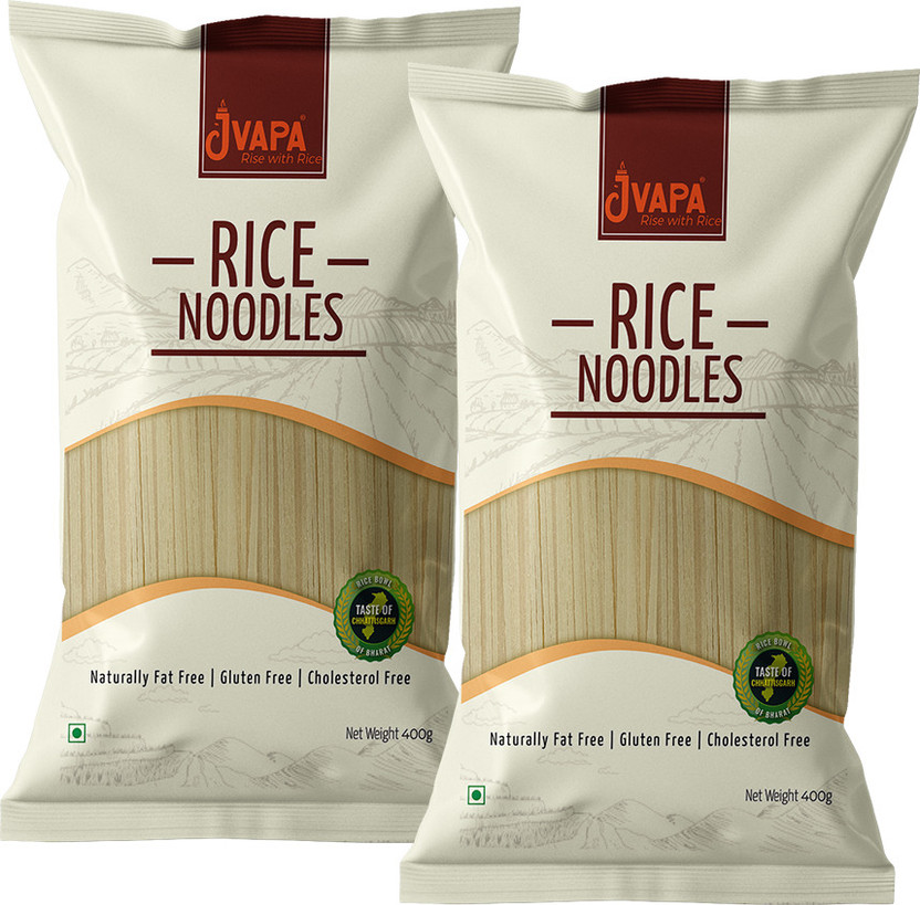 Jvapa Cholesterol Free | Gluten Free | Pack of 2 | Rice Noodles Vegetarian(2 x 400 g)