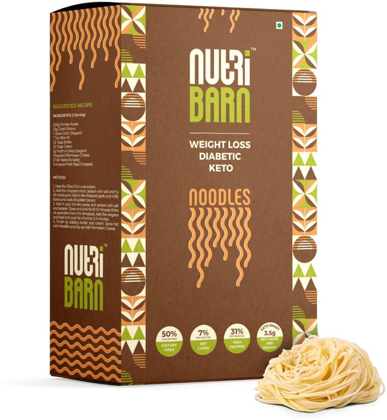 nutribarn High Protein Low Carb Noodles, 23% Protein, 3,8g Net Carbs, Low Gl 22 Instant Noodles Vegetarian(100 g)