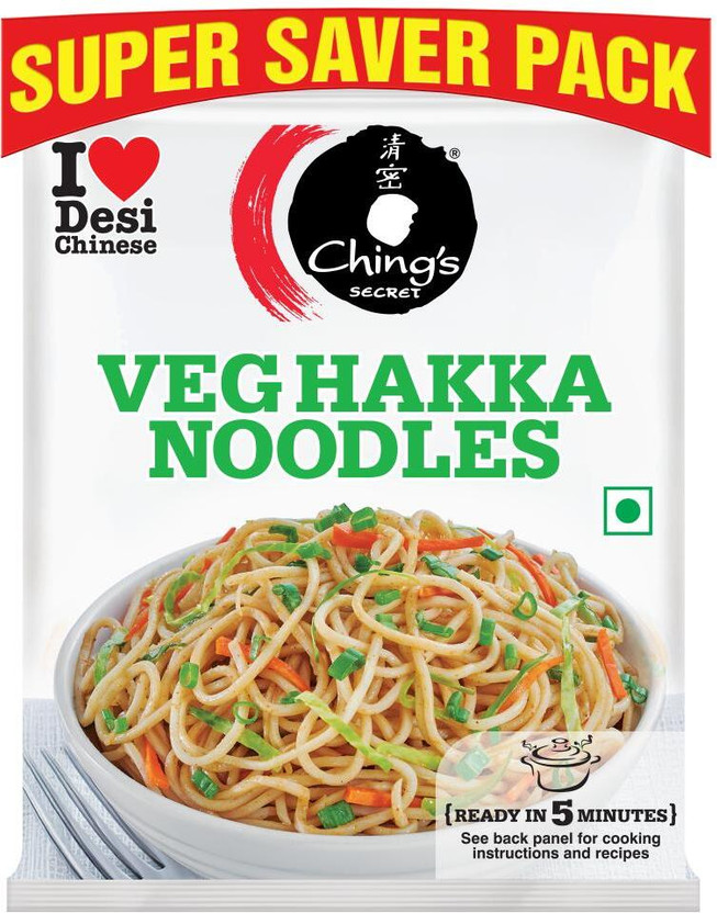 Ching's Secret Veg Hakka Noodles, Not Fried, Air Dried, Cooks in 5-7 Minutes Hakka Noodles Vegetarian(560 g)
