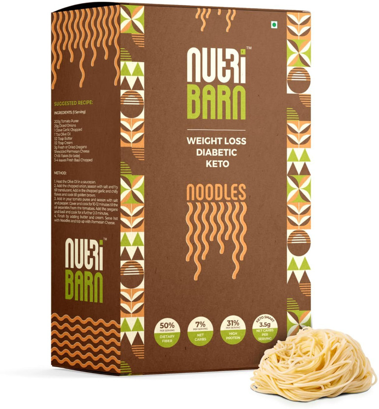 nutribarn High Protein Low Carb Noodles, 23% Protein, 3,8g Net Carbs, Low Gl 22 Instant Noodles Vegetarian(200 g)