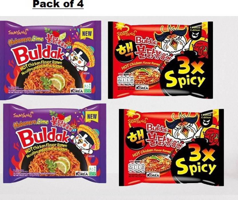 Samyang Buldak Chicken Habanero & 3XSpicy Flavour Korean Noodles(Pack