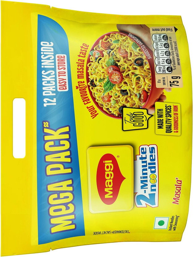 Maggi Pack of 12 Instant Masala Noodles with Smooth Texture and Taste Instant Noodles(12 x 75 g)