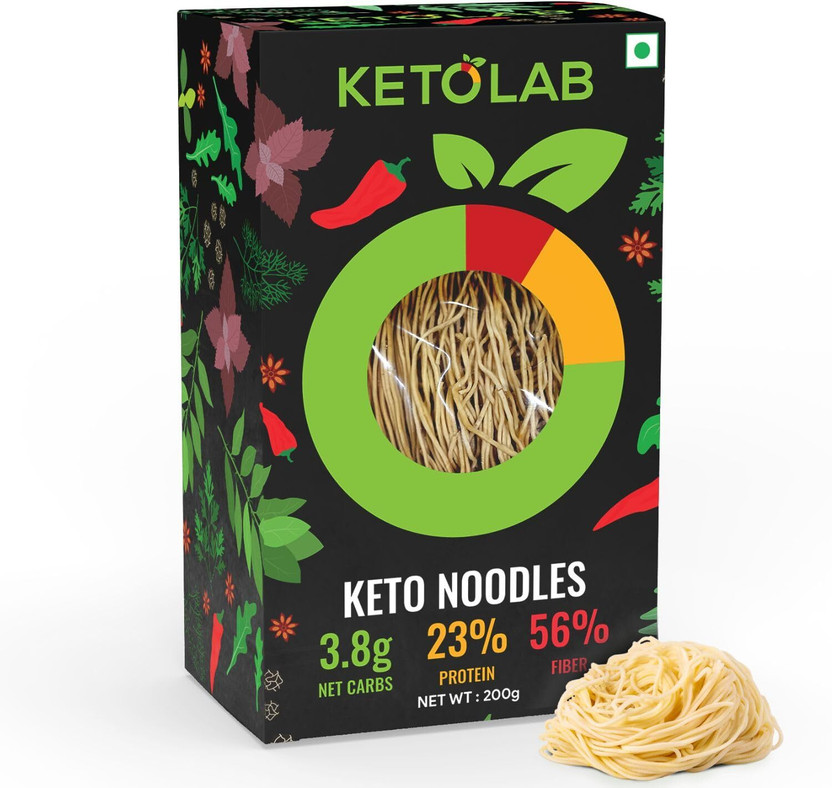 Ketolab Keto Noodles, 3.8g Net Carb & 23% High Protein, Low Carb, High Fibre & Low GI Instant Noodles(200 g)