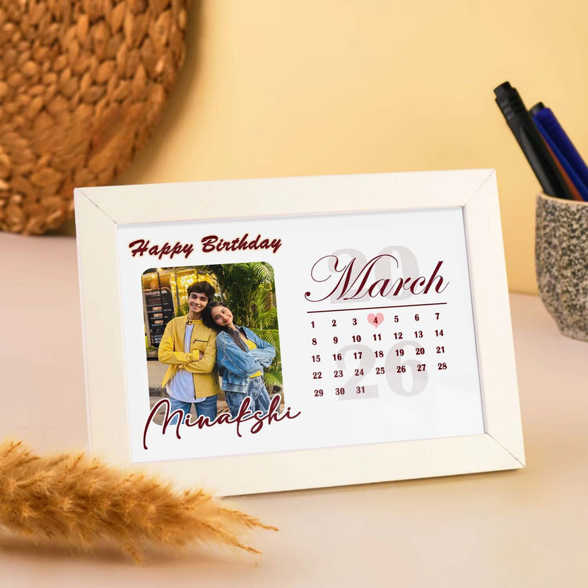 Giftway MDF Table Photo Frame(White, 1 Photo(s), Please send photo on 73038 86316.Giftway Personalised Photo Frame Custom Photo Frame Wooden Photo Frame 5x7 Inch Calendar Gift)