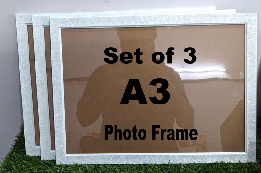 AG CRAFTS Wood Wall Photo Frame(White, 3 Photo(s), a3)