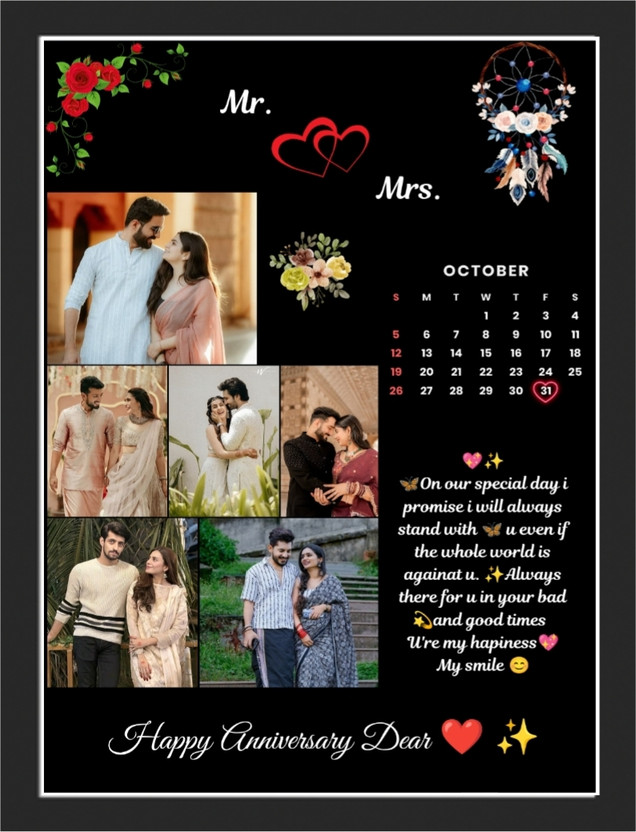 EVOS Wood Wall Photo Frame(Black, 6 Photo(s), send photos 8209299872 on Whatsapp)