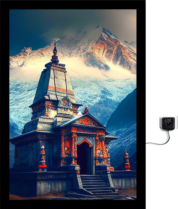 BauddhaStudio Metal Wall Photo Frame(Black, 1 Photo(s), Kedarnath Temple photo frame 12x18 inch)
