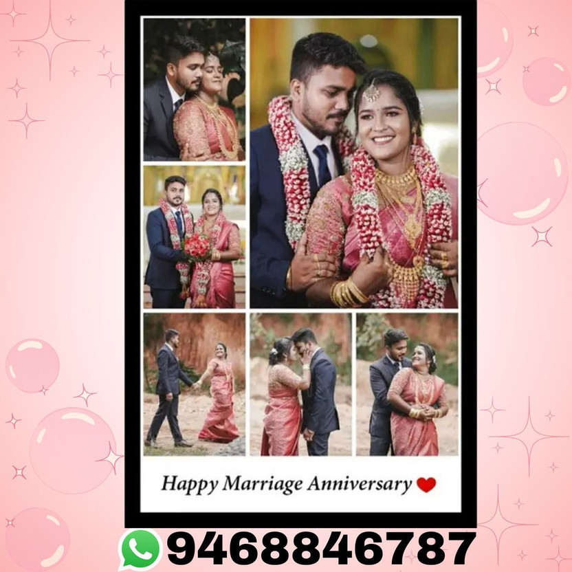 HSB MDF Wall Photo Frame(Black, 6 Photo(s), Send Photo WP 94688-46787 A4 Size ) Digital Reprint Wooden Photo Frames Personalized Print)
